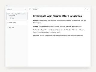 Task-based note-taking: follow a problem from question to resolution