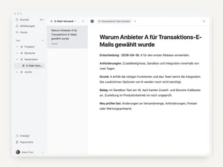 Erledigte Aufgaben als Wissen für das nächste Mal bewahren